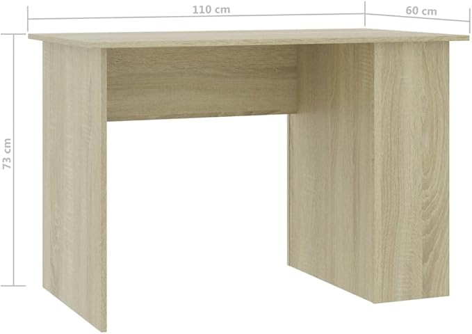 Modern Writing Desk Table with 2 Shelves, Study Computer Desk for Home, Sonoma Oak 43.3"x23.6"x28.7" Engineered Wood