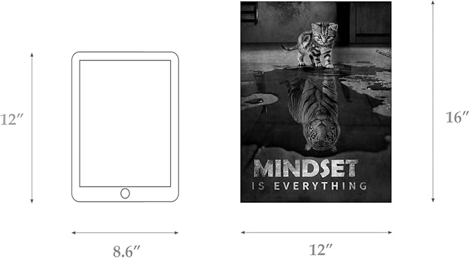 Inspirational Canvas Prints Cat Tiger Wall Art Mindset Pictures Motivational Quotes Animal Poster for Office Decor Framed Ready to Hang 12x16inches