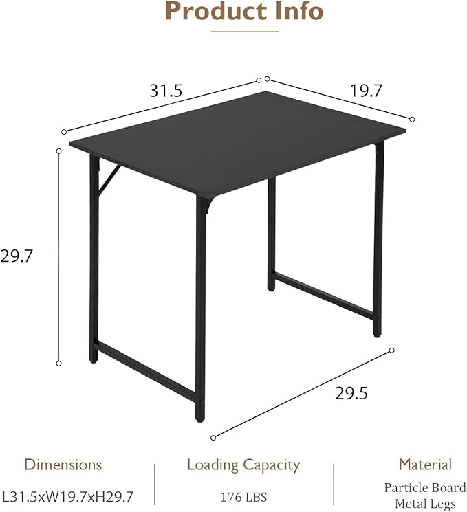 BestOffice Computer Desk,Home Office Desk, Modern Simple Style for Home Office Study Writing (Black, 32 Inch)