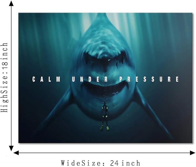 Inspirational Wall Art Office Quotes Calm Under Pressure Motivational Canvas Prints Hanging Poster with Wood Frames HD Oil Painting Artwork Stretched Gallery Wrap for Room Home Decor-24''Wx18''H