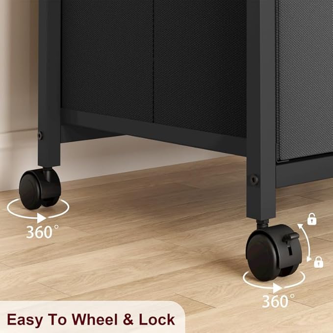 PULLAFUN 26.3" H 3 Drawer File Cabinet, Rolling File Cabinet Under Desk, Mobile File Cabinets for Home Office Vertical Office Storage Cabinet for Letter Size File Folders, Black