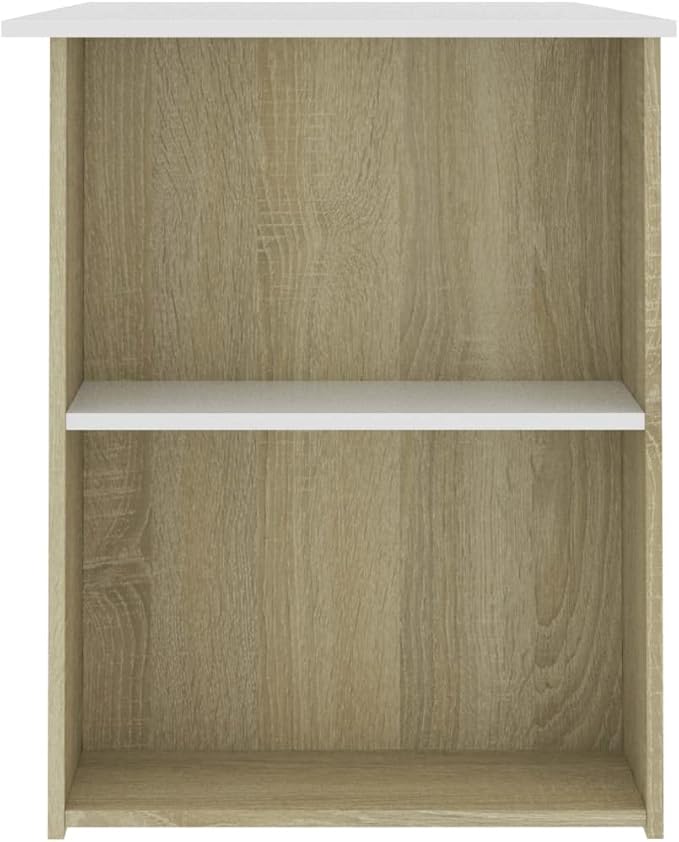 Modern Writing Desk Table with 2 Shelves, Study Computer Desk for Home, White and Sonoma Oak 43.3"x23.6"x28.7" Engineered Wood