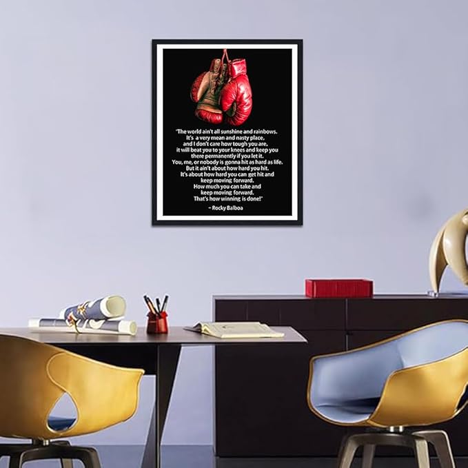 It Ain't How Hard You Hit Framed Canvas Print Wall Art, Motivational Quote Wall Pictures, Boxing Gym Decor for Man Cave, Ready to Hang, 12.5x16.5 Inches