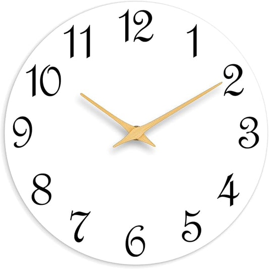 Wall Clock 14 Inch, Modern Wall Clocks Battery Operated, Silent Non Ticking Clock Decorative for Living Room, Office, Home, School (White)