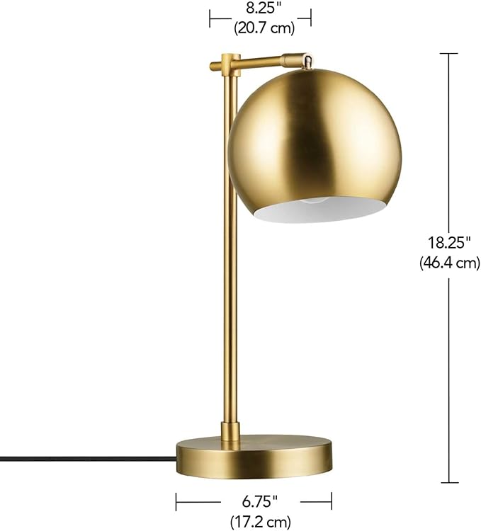 Globe Electric 18" Desk Lamp, Matte Brass Finish, Pivoting Shade, in-Line Rocker Switch, 10W LED Bulb Included, Vintage Glam Style, 52915