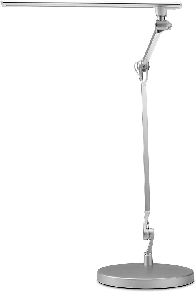 UPLIFTDESK E7 LED Desk Lamp – Adjustable 3 Color Modes, Dimmable Home Office Desk Light for Standing Desk, Dual Monitors, Aluminum Task Lamp (Silver Lamp, Silver Base)