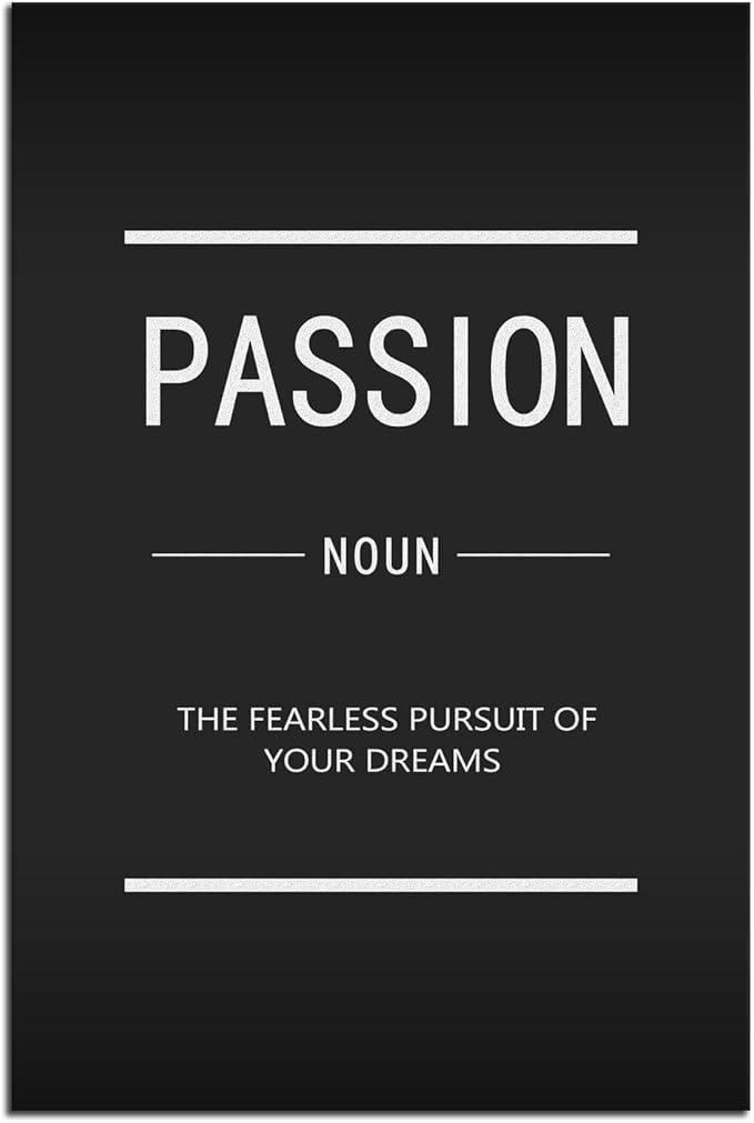 Passion Noun Inspirational Wall Art Motivational Entrepreneur Quotations Canvas Inspiring Painting Poster Printing Artwork Home Office Decoration Stretch Frame Ready to Hang[24''W x 36''H]