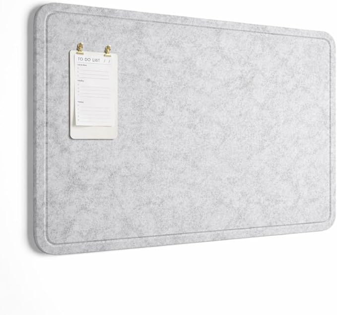 Orelle Felt Bulletin Board | 35 x 23” | Foldable Peel and Stick Felt Board for Wall | Alternative Cork Board for Office, Message Board, Kids Art Display | Heather Gray