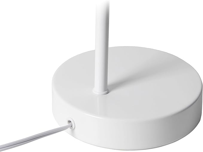 Simple Designs LD1077-WHT 16" Sleek Essentials Adjustable Metal Desk Task Lamp, for Office, Desk, Nightstand, Dorm, White