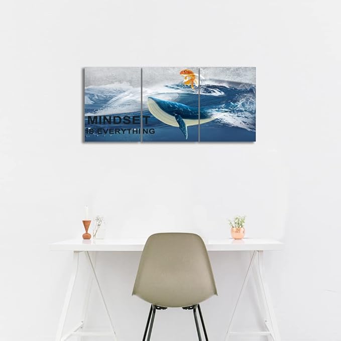 Inspirational Canvas Wall Art 3 Pieces Pictures Paintings Prints Bathroom Decor Ocean Wall Motivational Men Decoration for Living Room Bedroom Kitchen Home Office Decor Framed 36''W x 16''H