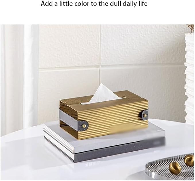 Stylish Tissue Box Car Tissue Box Rectangle Napkin Box Holders and Modern Desktop Decoration for Bathroom Vanity Countertops Offices Gift Modern Tissue Box (Color : Gold, Size : Large) (Gold Small)