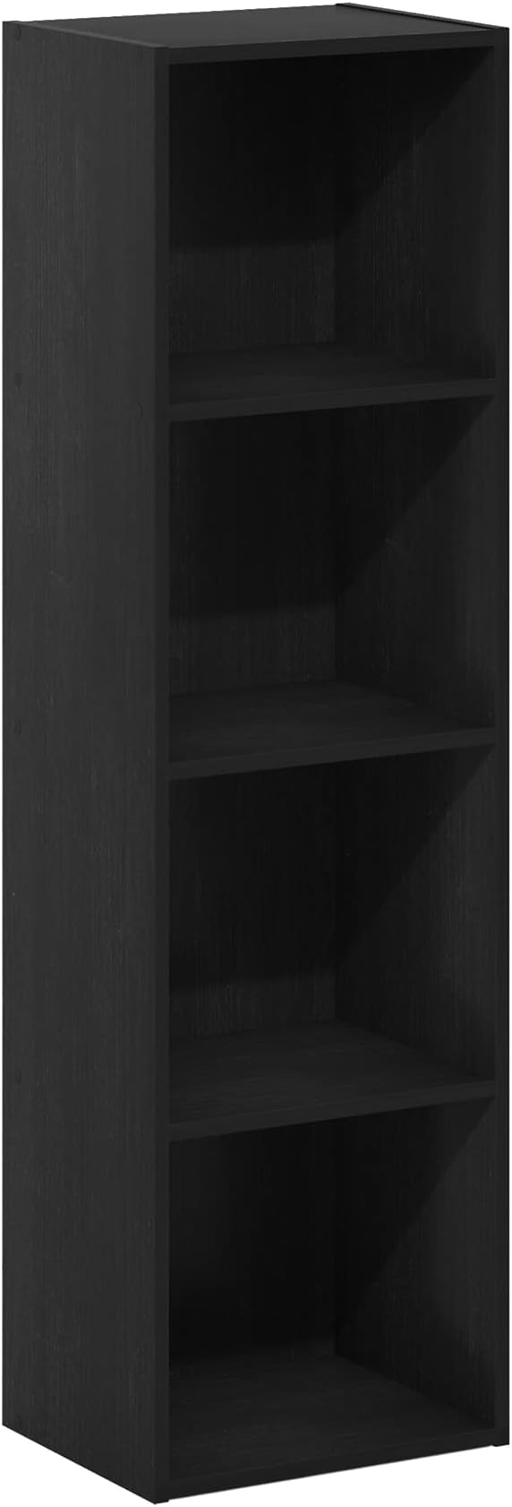 Furinno PASIR Book Shelf, 4-Tier Bookcase, Modern Standing Bookshelf, Open Storage Shelf, 9 x 12 x 42 Inches, for Home Office, Living Room, Darkwood
