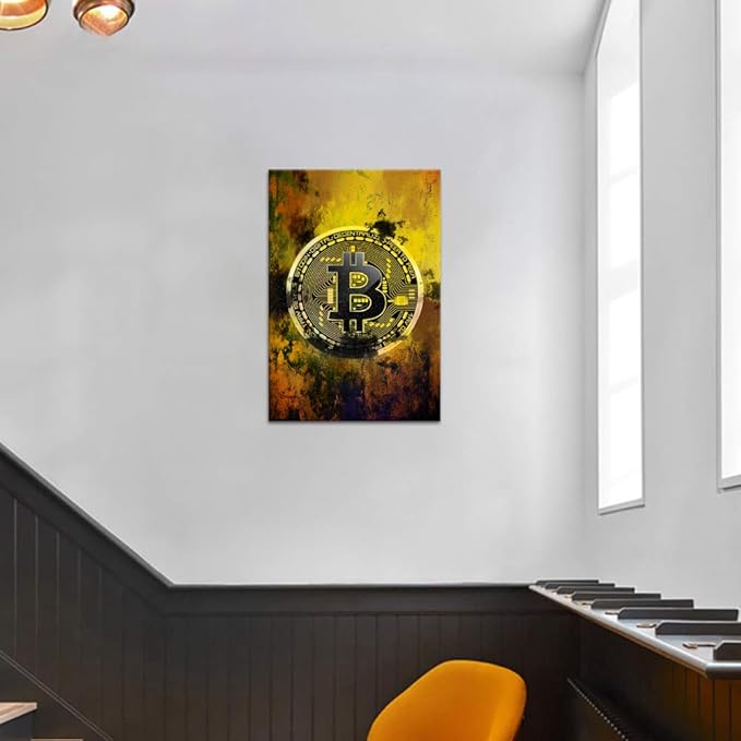 Bitcoin Inspirational Wall Art Motivational Entrepreneur Pictures Cryptocurrency Trader Hodler Canvas Painting Modern Hodl Crypto Btc Posters Prints Artwork for Office Decorations Framed (24¡±Wx36¡±H)