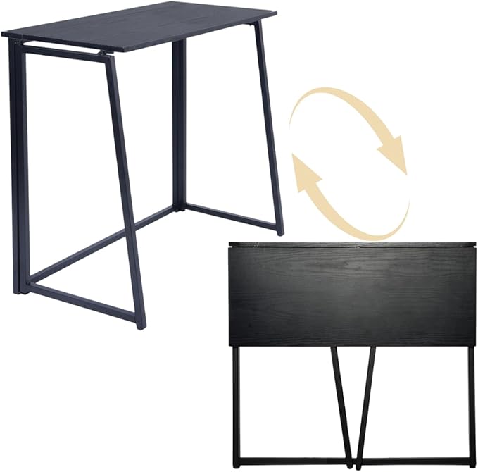 Homy Casa 31.5" Home Office Foldable Desk, Space-Saving Study-Workstation for Small Spaces, Ideal for Dorm, Living Room, and Bedroom (Black)