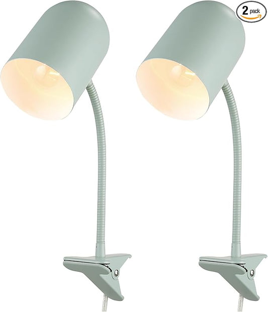 GLOBE Electric 52302 Carter 15" Clip-Arm Desk Lamp, Matte Teal, Adjustable Gooseneck Arm, in-Line On Off Switch (Pack of 2)