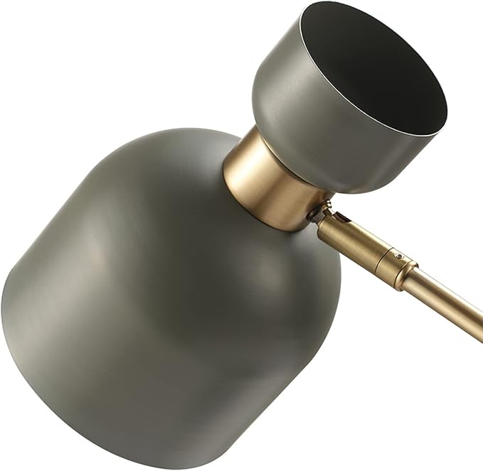 Globe Electric 52298 Harper 16" Desk Lamp, Matte Gray, Matte Brass Arm and Pivot Joint, in-Line On Off Switch