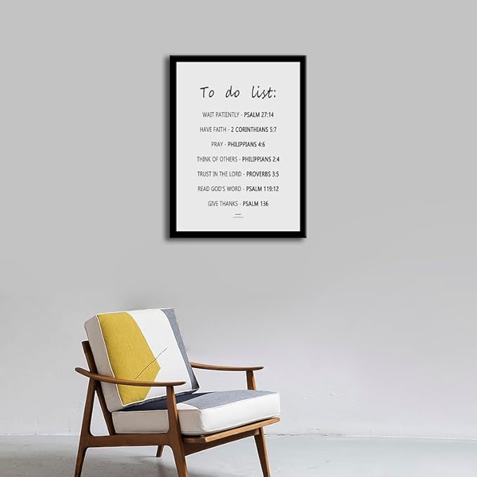 The Christian To Do List:Psalm,2 Corinthians,Philippians,Proverbs,Have Faith,Pray,Trust in the Lord,Give Thanks Inspirational Wall Art for Church Home Indoor Framed [30" W X 40" H]
