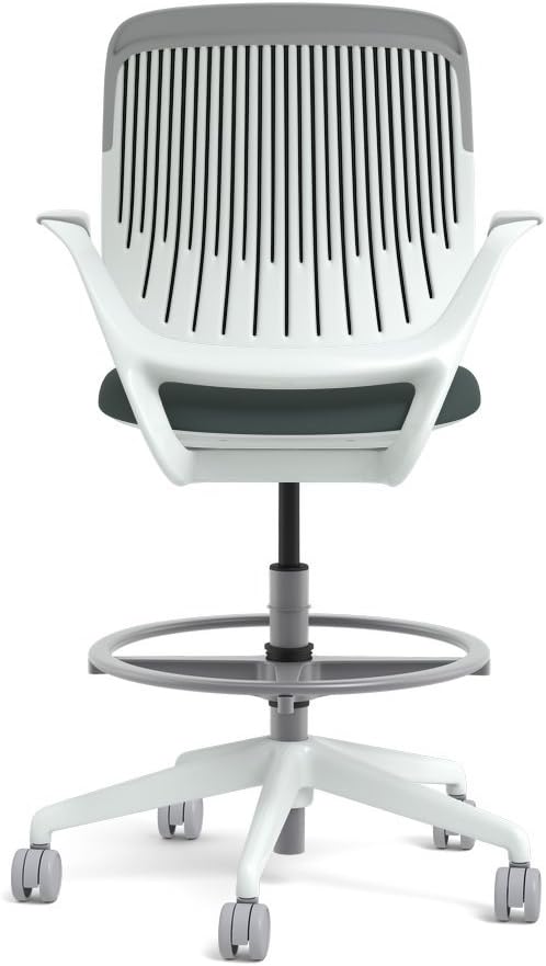 Steelcase White Base with Hard Floor Casters Cobi Stool, Graphite
