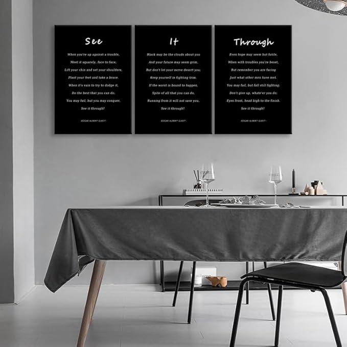 WYJDFART Inspirational Wall Art See It Through Poem Positive Quotes Motivational Wall Decor Printed 3-Piece Canvas Poster for Office Bedroom and Living Room Ready to Hang [60''Wx 28''H]