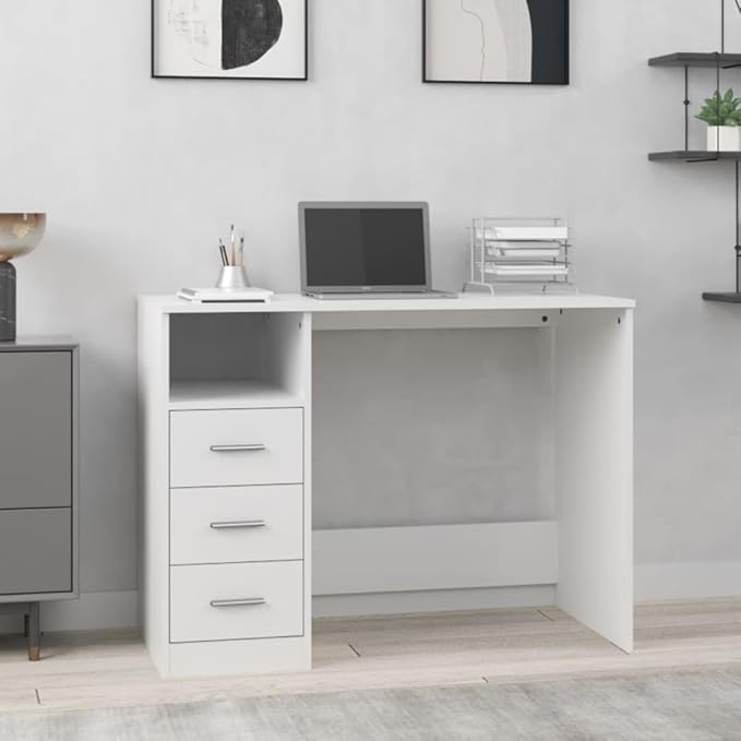vidaXL Desk White Engineered Wood 40.2 in x 19.7 in x 29.9 in Desk
