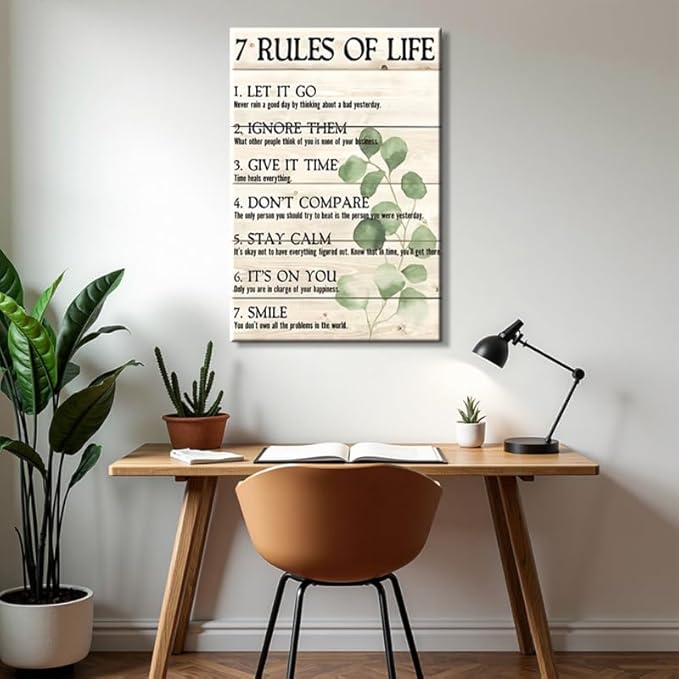 Minimalist Inspirational Framed Canvas Wall Art Black White Prints Wall Decor for Dorm Bedroom Office Living Room Home Gym Made in USA