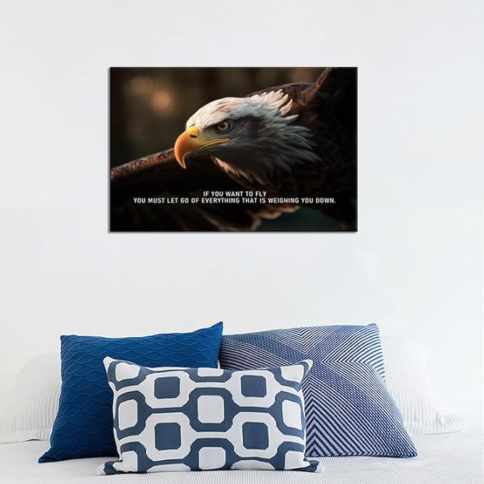 If You Want To Fly Animal Inspirational Canvas Wall Art Motivational Quotes Eagle Posters Picture Prints Modern Home Decor Painting Artwork for Office Stretched and Framed [12''W x 18''H]