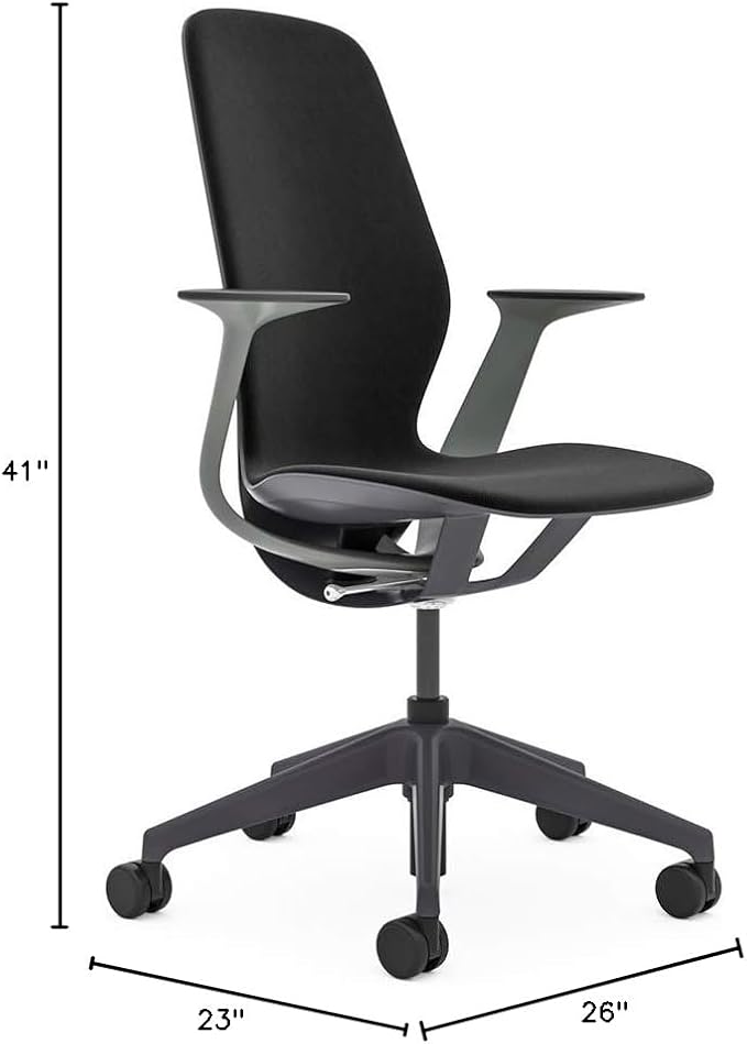 Steelcase SILQ Office Desk Chair Merle Dark Frame Cogent Connect Licorice Fabric 5S26 - Hard Floor Casters Wheels