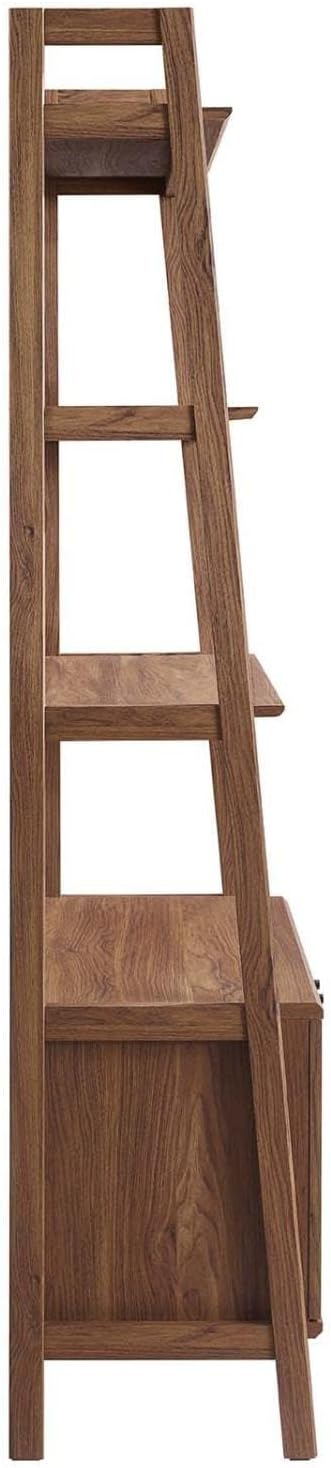 Modway 33" Bookshelf Display Case in Walnut