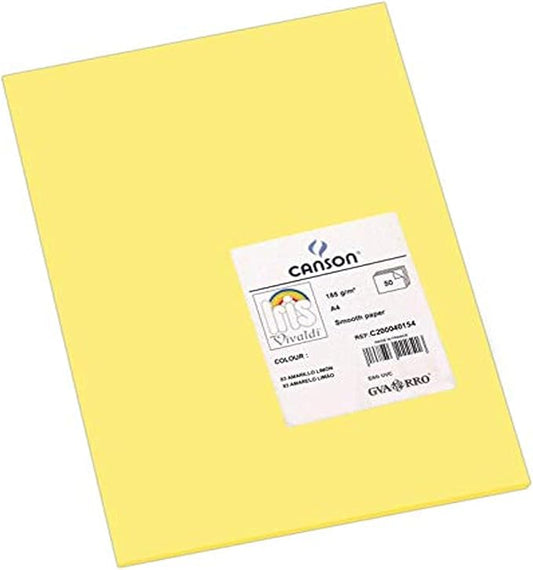 Canson Iris Vivaldi A4 185 GSM Smooth Colour Paper - Straw Yellow (Pack of 50 Sheets)