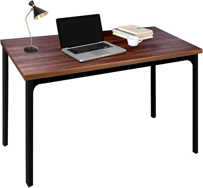 Office Desk 47 Inch Home Office PC Desk for Working Studying Writing or Gaming Modern Minimalist Laptop Workstation Writing Desk, Stable Black Steel Tube Frame PC Desk (C)