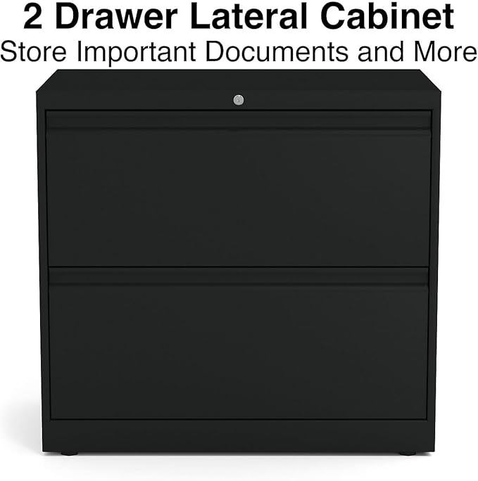 STAPLES 2-Drawer Lateral File Cabinet, Letter & Legal Size Documents, Lockable, 30" W x 18.62" D x 28" H, Black
