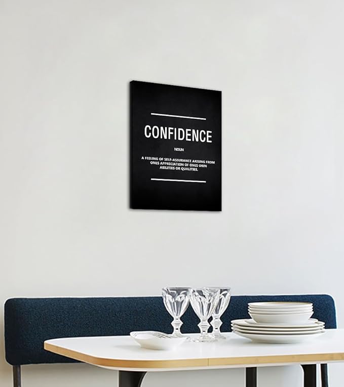 Confidence Canvas Wall Art, Framed Motivational Entrepreneur Quote for Home Office Living Room Decor, Ready to Hang, 12x16 Inches