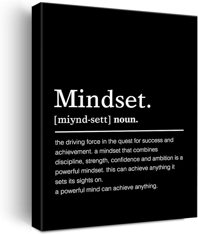 Mindset Definition Canvas Wall Art Motivational Mindset Quote Canvas Print Painting Office Home Wall Decor Framed Gift 12 x 15 Inches