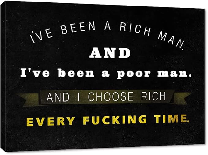 Motto Inspirational Wall Art Motivational Canvas Painting Wooden Wolf of Wall Street Pictures Inspiring Entrepreneur Quotes Posters Prints Artwork Home Office Decorations Framed (28”Hx44”W)