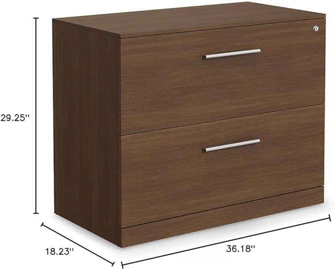 NBF Walnut Wood Locking File Cabinet with Drawers for Office Storage