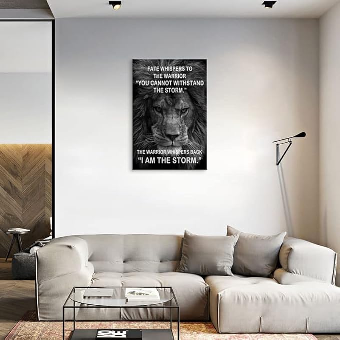 Motivational Canvas Wall Art Inspirational Entrepreneur Positive Quotes Office Lion Poster Success Canvas Picture Print Artwork Home Living Room Office Gym Wall Decor Ready to Hang[24''W x 36''H]