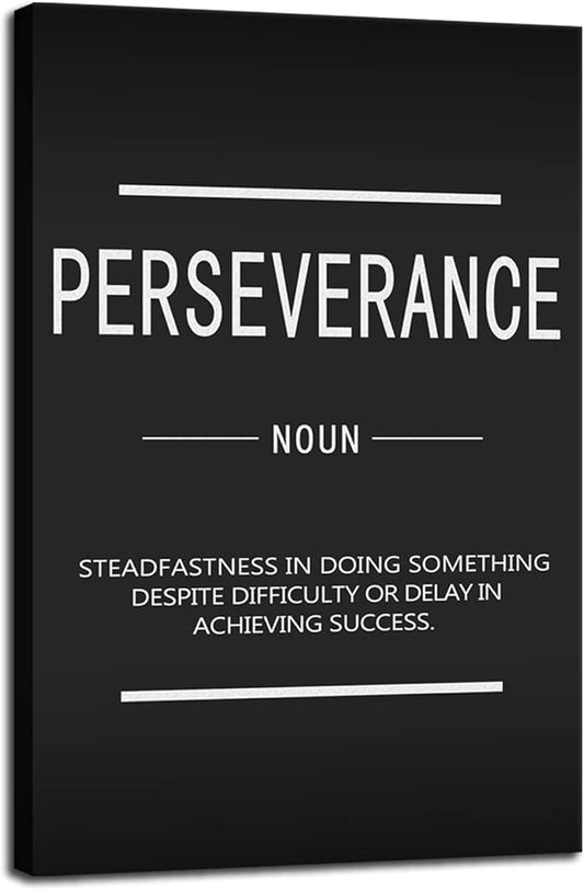 Perseverance Noun Inspirational Canvas Wall Art Motivational Painting Inspiring Entrepreneur Quote Posters Prints Artwork Wall Decor School Home Office Framed Ready to Hang[24" W x 36" H]