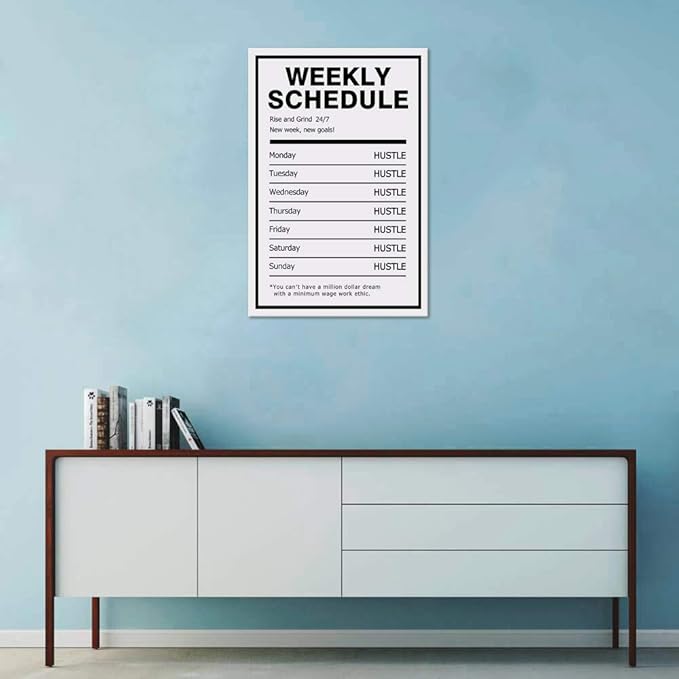 Yatsen Bridge Success Motivational Wall Art Inspirational Entrepreneur Quotes Canvas Painting Modern Inspiring Weekly Schedule Hustle Posters Prints Artwork Decor for Home Offce Framed (24”Wx36”H)