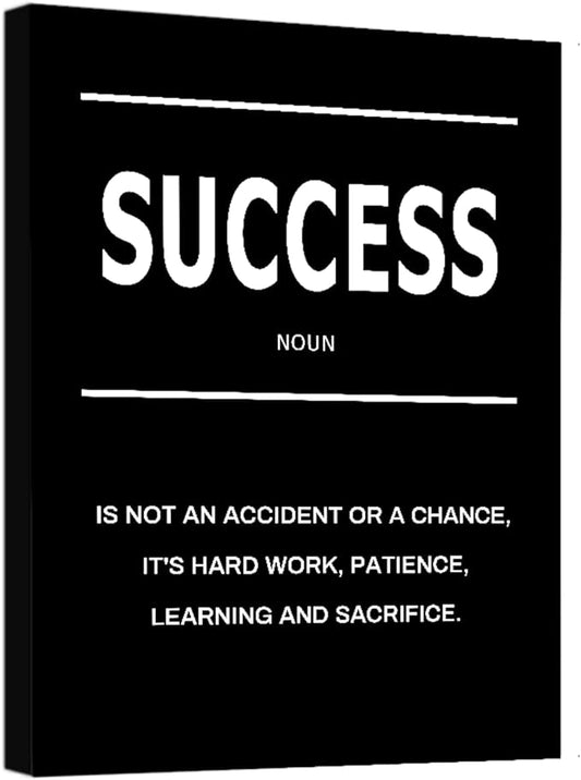 LMGOV Motivational Wall Decor, SUCCESS Office Wall Art for Men, Inspirational Canvas Painting for Bedroom, Black and White Poster for Bathroom, Home Office, Dorm, Gym