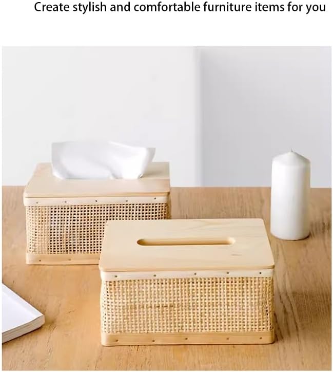 Stylish Tissue Box Rattan Tissue Box Fashion Tissue Organizer and Woven Tissue Box for Bathroom Vanity Desks Offices Bedroom Home Table Modern Tissue Box (Color : Beige, Size : B) (Beige B)