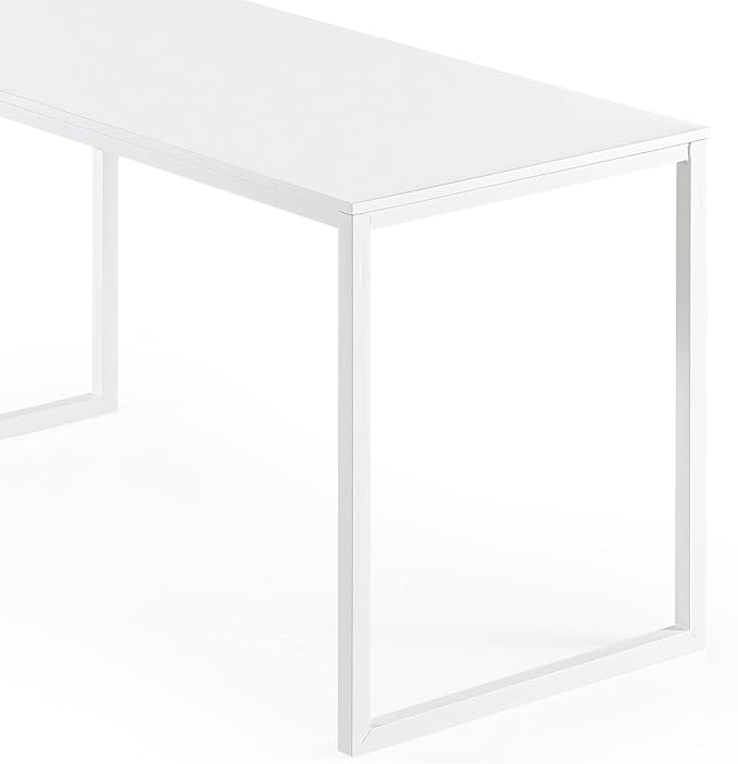 Zinus Jennifer 55 Inch White Frame Desk, Computer Workstation, Office Desk, Easy Assembly, White