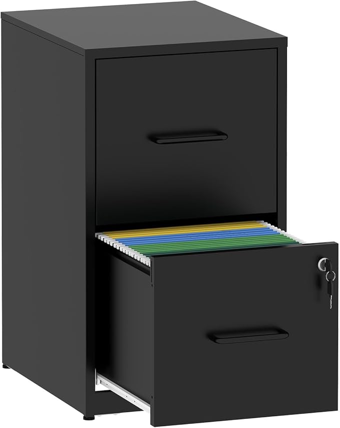 2 Drawer File Cabinet with Lock, Metal Filing Cabinet for Home Office, Vertical File Cabinet for Letter/Legal/A4/F4 Documents, Easy to Assemble Steel Storage Cabinet