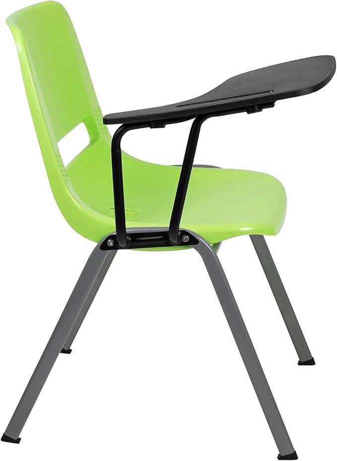 Flash Furniture HERCULES Green Ergonomic Shell Chair with Right Handed Flip-Up Tablet Arm