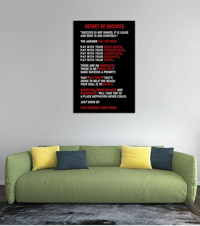 Inspirational Canvas Wall Art for Office Secret of Success Motivational Poster Inspiring Prints Artwork for Living Room Office Modern Home Decor Painting Pictures Stretched and Framed [24''Wx 36''H]