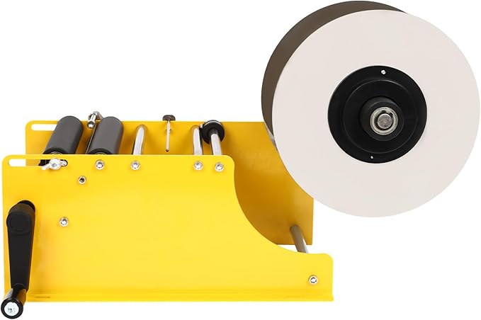 Label Applicator, Manual Bottle Label Applicator Machine Bottle Labeler, Desktop Round Bottle Label Maker for Φ 0.98"-4.72" Bottle, for Home, Office Yellow 10-25pcs/min