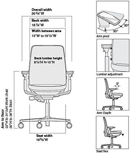 Steelcase Amia Task Chair: Platinum Frame/Base - 4 Way Adjustable Arms - Standard Carpet Casters