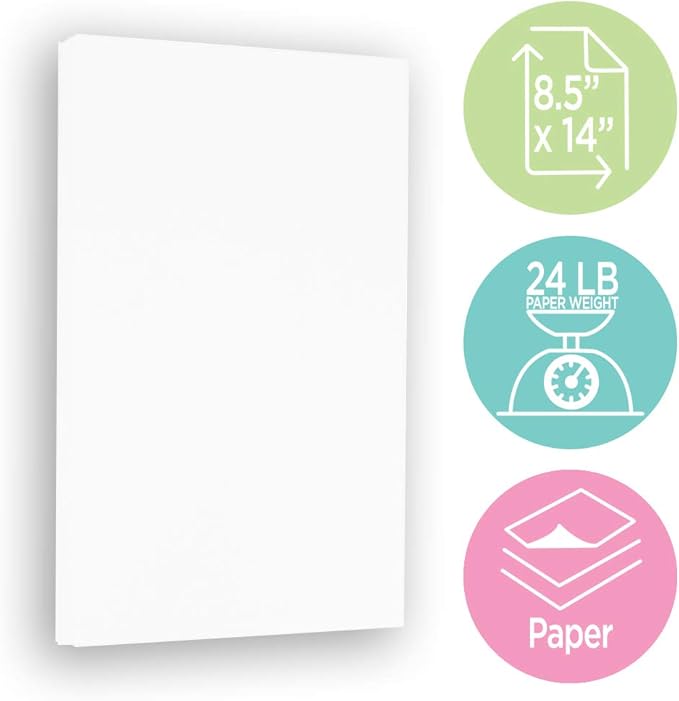 JAM PAPER Legal Strathmore 32lb Paper - 90 GSM - 8.5 x 14 - Bright White Wove - 500 Sheets/Ream