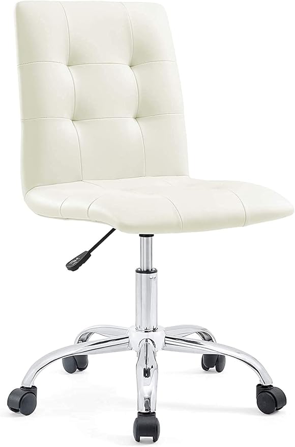 Modway Prim Ribbed Armless Mid Back Swivel Conference Office Chair In White