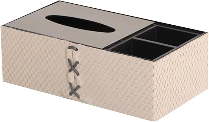 Stylish Tissue Box Toilet Paper Box Cover Rectangular Tissue Holder and Multifunctional Tissue Box for Bathroom Dressers Office Home Decor Modern Tissue Box (Color : White, Size : C) (White B)