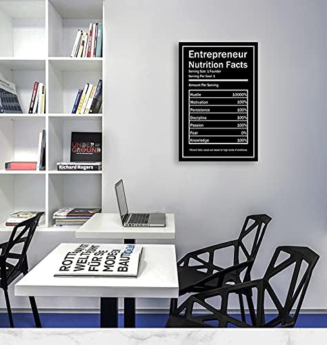 Modern Inspiring Entrepreneur Nutrition Facts Canvas Wall Art Inspirational Quotes Poster Office Home Decor Successful Spiritual Hustle Picture Printed Artwork Ready to Hang[24''W x 36''H]